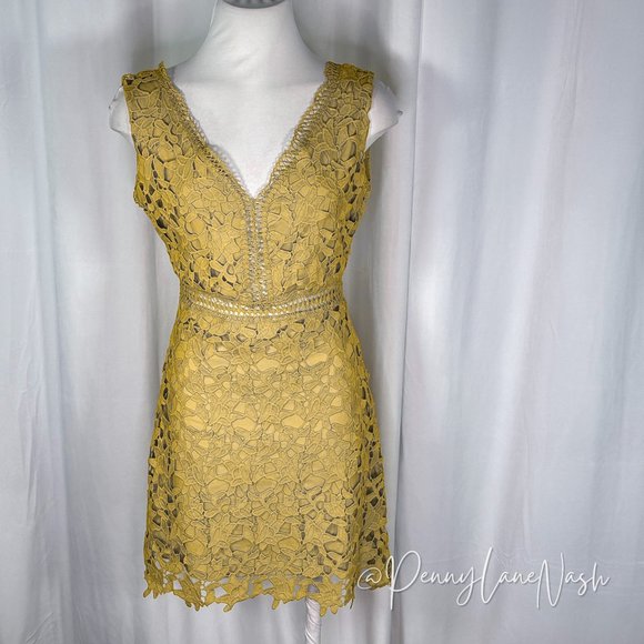 Few Moda New York Dresses & Skirts - NWT Few Moda New York Crochet Lace Sleeveless Mini Dress Mustard